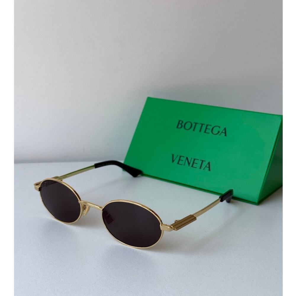 NEW Bottega Veneta BV1470S Gold Oval Sunglasses $615